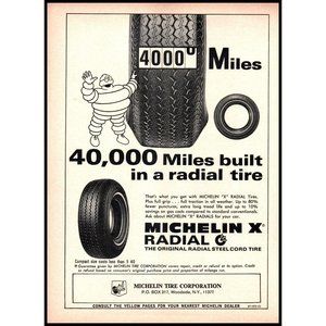 1967 Michelin Man X Radial Tile Bibendum Vintage Print Ad Wall Art Photo 8x11